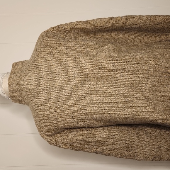 100% wool chunky oatmeal English country fishermen's cableknit cardigan sweater - Picture 5 of 12